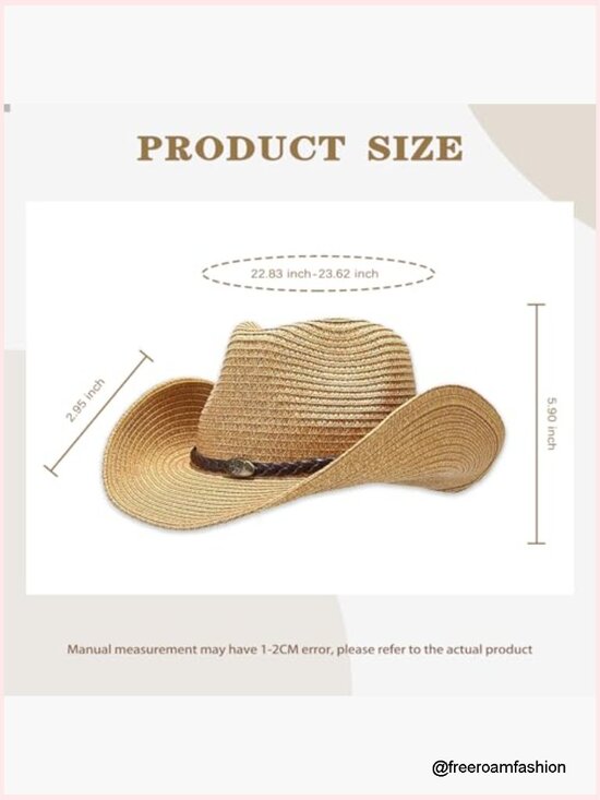 Foldable Straw Cowboy Hat Wide Brim Sun Hat for Travel Beach main image 5